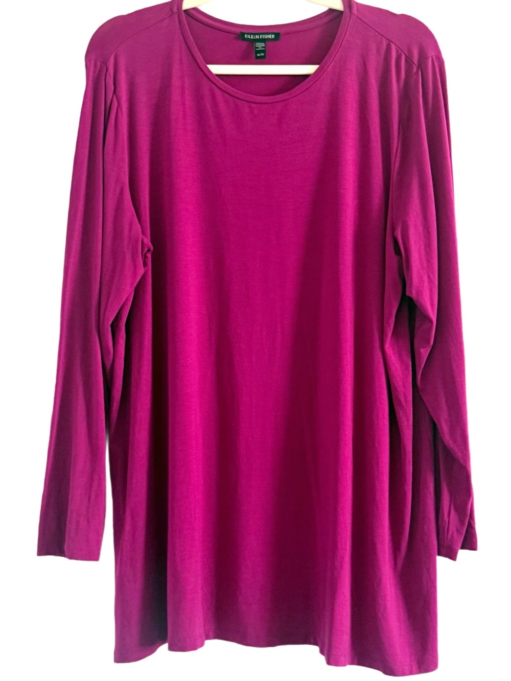Eileen Fisher Long Sleeve Knit Top Tunic in Fuchsia XL
